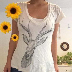 Wildfox V cut Distressed T Shirt